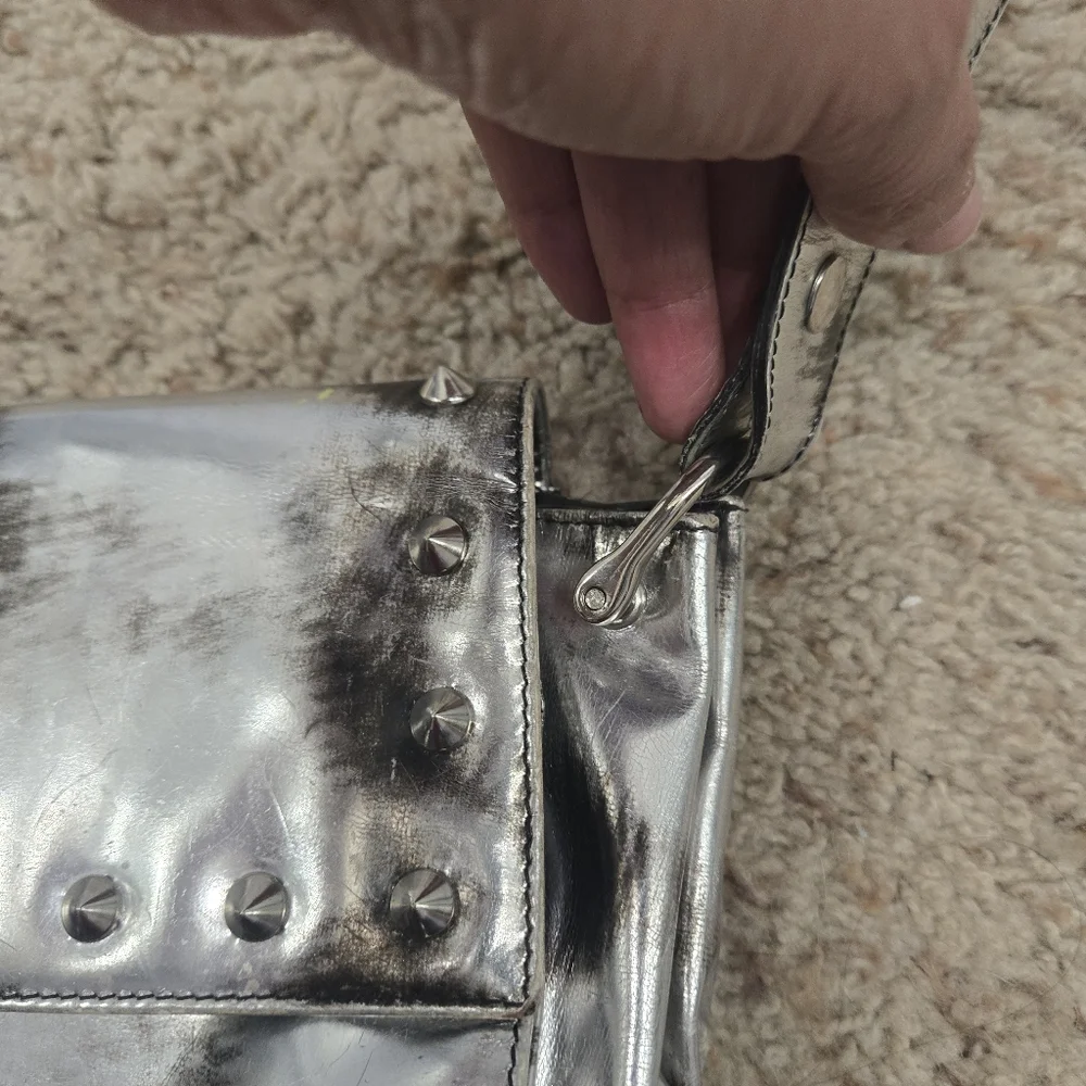 Le Silla Silver Distressed Studded Women's Bag